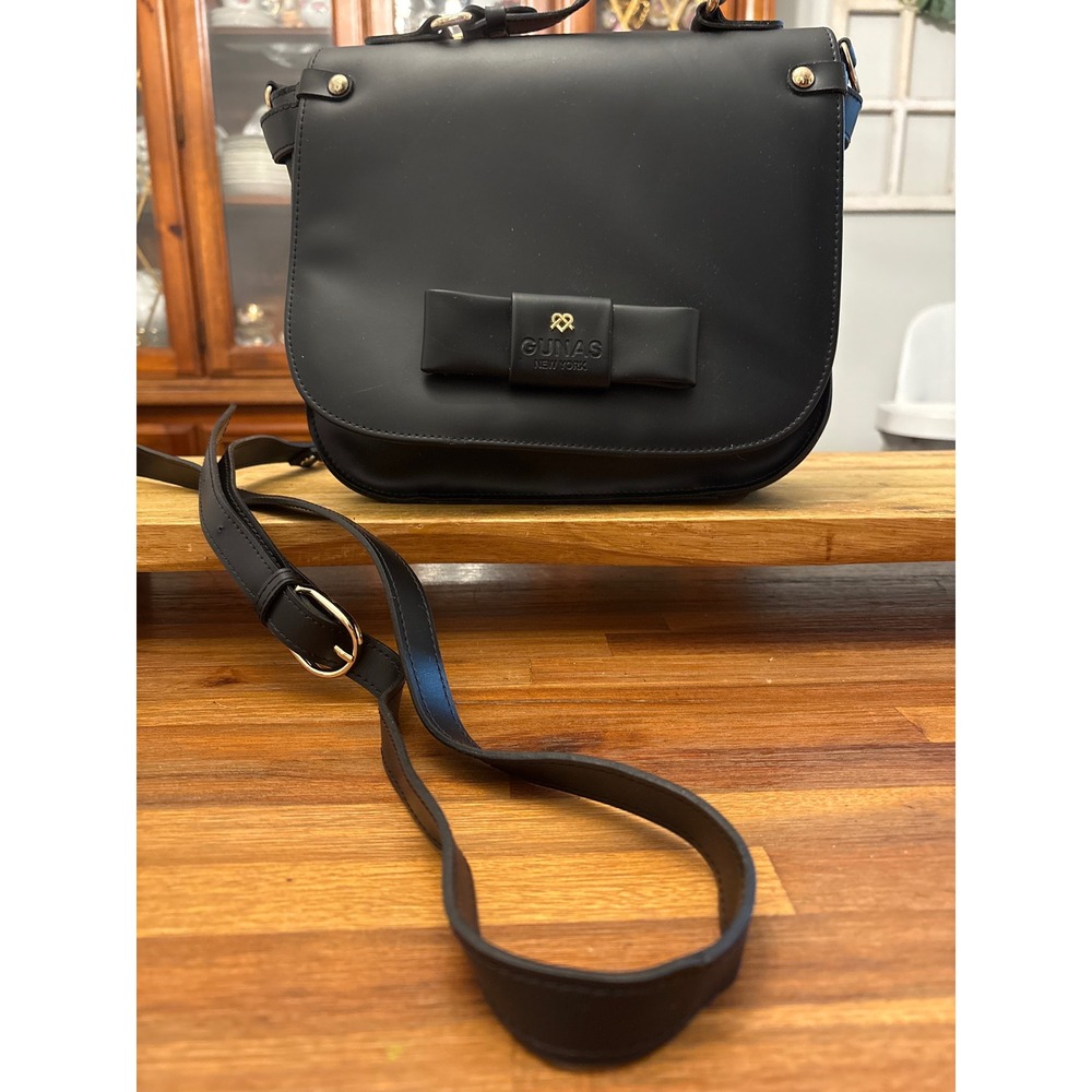 GUNAS New York Crossbody Bag Women Medium Black good Vegan Bow Satchel